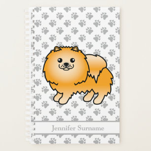 Oranger Pomeranian Süßer Cartoon-Hund & Benutzerde Planer