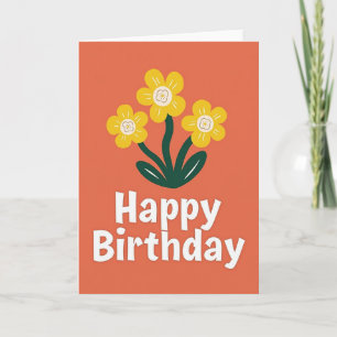 Oranger Retro-Birthdaycard Karte