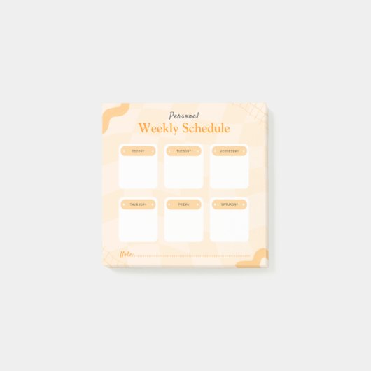 Oranger Retro-Persönlicher-Wochenplaner Post-it Klebezettel (Vorderseite)