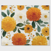 Oranger Ringelblumen-Botanischer Floral Wasserfarb Geschenkpapier (Flach)
