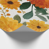 Oranger Ringelblumen-Botanischer Floral Wasserfarb Geschenkpapier (Ecke)
