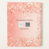 Oranger Roségold-Glitter-Name-Script 2023 Planer (Rückseite)
