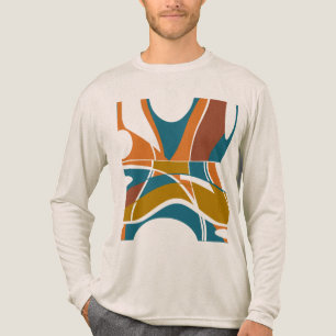 Oranger Rost Gold Dunkles Teal Abstraktes Wirbelnd Tri-Blend Shirt