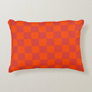 Oranger roter karierter Gingham-Muster Dekokissen