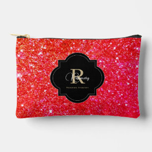 Oranger Rotes Ombre Glitter Funkelnder Name Monogr Zubehörtasche