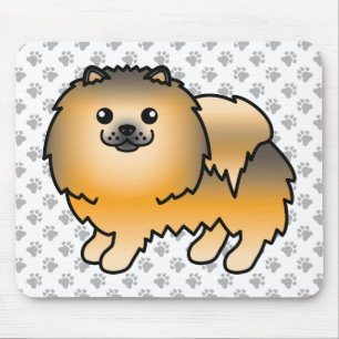 Oranger Sable Pomeranian Süßer Cartoon-Hund & Pfot Mousepad
