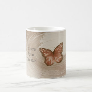 Oranger Schmetterling Creme Brauner Strudel Kaffeetasse