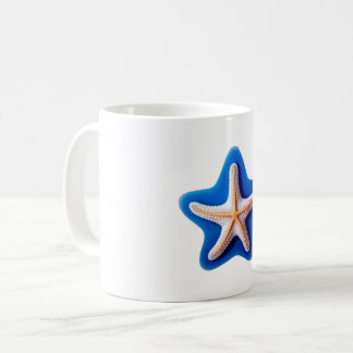 Oranger Seestern auf Blau Kaffeetasse