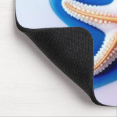 Oranger Seestern in Blau Mousepad (Ecke)