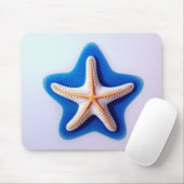 Oranger Seestern in Blau Mousepad (Mit Mouse)