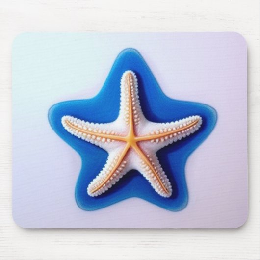 Oranger Seestern in Blau Mousepad (Vorne)