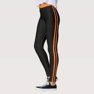 Oranger Seitenstreifen schwarze Leggings - individ