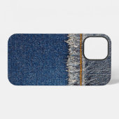 Oranger Stich, doppeltes Denim-Patch. iPhone Hülle (Rückseite (Horizontal))