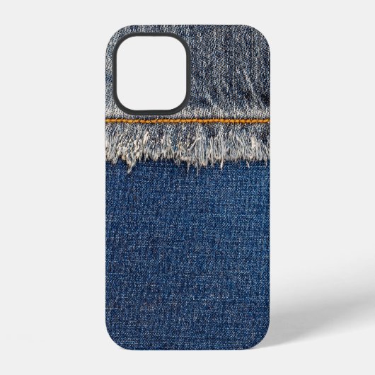 Oranger Stich, doppeltes Denim-Patch. iPhone Hülle (Rückseite)