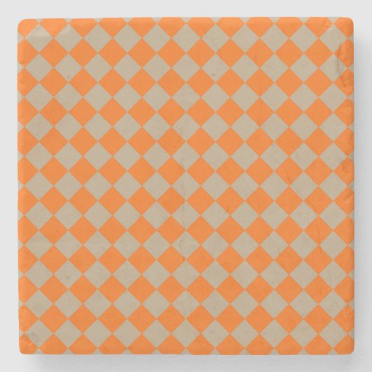Oranger Taupe Karo Diamantmuster Steinuntersetzer (Vorderseite)