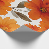 Oranger Terrakotta Vintage Blumen Botanik Geschenkpapier (Ecke)