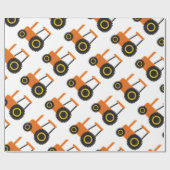 Oranger Traktor-Design Geschenkpapier (Flach)