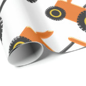 Oranger Traktor-Design Geschenkpapier (Rolleneckpunkt)
