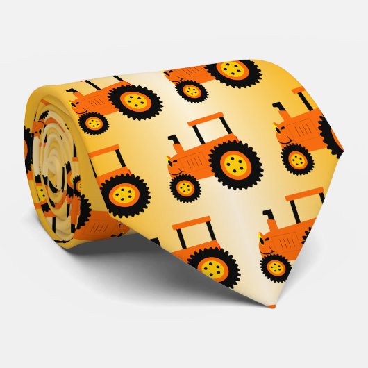 Oranger Traktor-Design Krawatte (Gerollt)