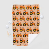 Oranger Traktor-Design mit beliebigem Hintergrundf Golfhandtuch (Insitu)