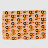 Oranger Traktor-Design mit beliebigem Hintergrundf Golfhandtuch (Horizontal)