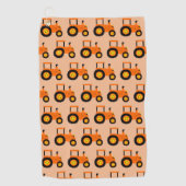 Oranger Traktor-Design mit beliebigem Hintergrundf Golfhandtuch (Vorderseite)