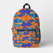 Oranger und blauer geometrischer Druck Rucksack (Vorderseite)