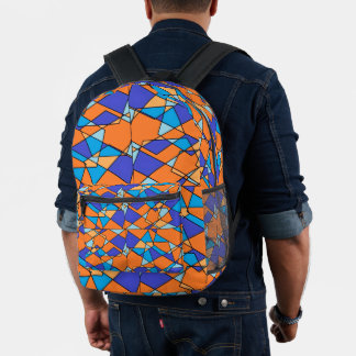 Oranger und blauer geometrischer Druck Rucksack