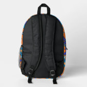 Oranger und blauer geometrischer Druck Rucksack (Rückseite)