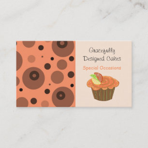 Oranger und brauner Frucht-Cupcake Visitenkarte