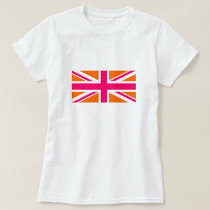 Oranger und Pinker Union Jack T-Shirt