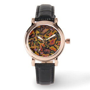 Oranger versteinerter Dinosaurierknochen Armbanduhr