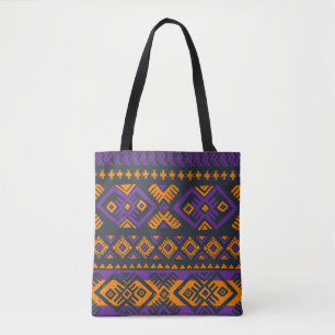 Oranger, violetter tribal geometrischer nahtloser tasche