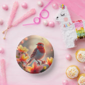 Oranger Vogel Blume Blume Pappteller (Party)