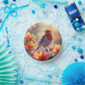 Oranger Vogel Blume Blume Pappteller (Party)
