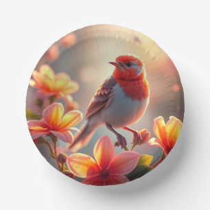 Oranger Vogel Blume Blume Pappteller