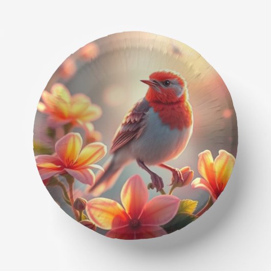 Oranger Vogel Blume Blume Pappteller (Vorderseite)