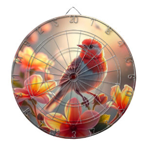 Oranger Vogel Blumen Dartboard Dartscheibe