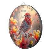 Oranger Vogel Blumen Dartboard Dartscheibe (Vorderseite rechts)