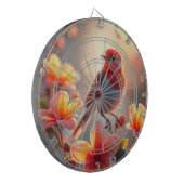 Oranger Vogel Blumen Dartboard Dartscheibe (Vorderseite Links)