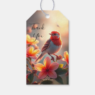Oranger Vogel Blumen-Geschenkanhänger Geschenkanhänger