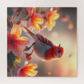 Oranger Vogel Blumen-Puzzle Puzzle (Horizontal)