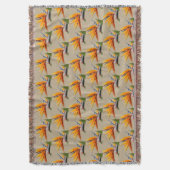 Oranger Vogelparadies-Pflanzenmuster auf Khaki Decke (Vorderseite Vertikal)