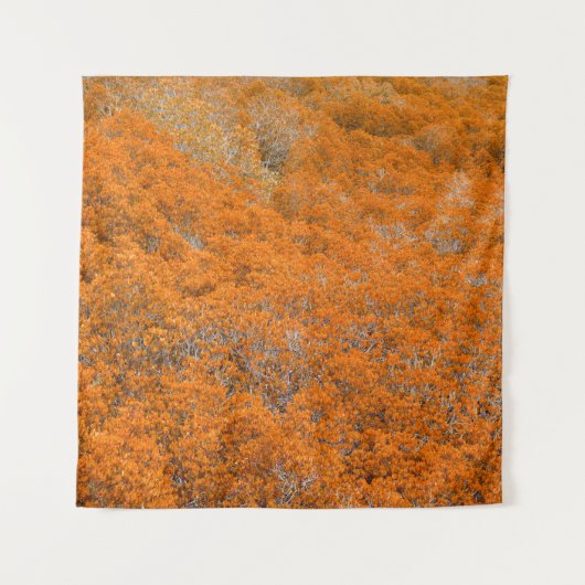 Oranger Wald Blick. Oranges Blatt Hintergrund. Her Wandteppich (Vorderseite)