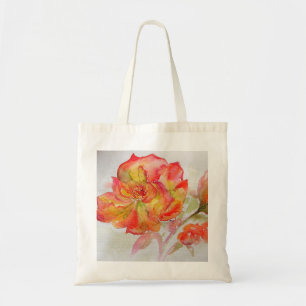 Oranger Wasserfarben-Malerei-Tragetasche mit Rosen Tragetasche
