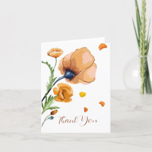 Oranger Wasserfarbenmohn Dankeskarte