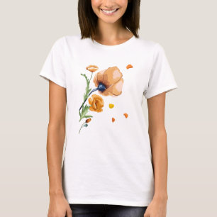Oranger Wasserfarbenmohn  T-Shirt
