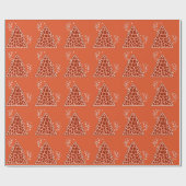 Oranger Weihnachtsbaum mit Giraffe Geschenkpapier (Flach)