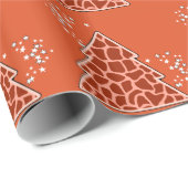 Oranger Weihnachtsbaum mit Giraffe Geschenkpapier (Rolleneckpunkt)