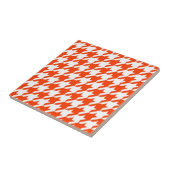Oranger Weißer Houndstooth-Karo Fliese (Seite)